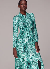 Brushed Leopard Tie Midi Dress
